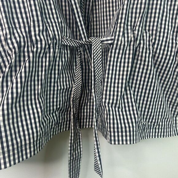Talbots Woman 3X Gingham Check Jacket Black White Belted Wrap Lightweight Plus - Picture 4 of 12